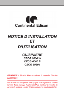 Mode d’emploi Continental Edison CECG6060W Cuisinière