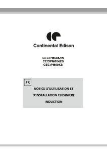 Mode d’emploi Continental Edison CECIPM604ZB Cuisinière