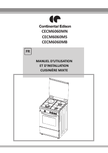 Mode d’emploi Continental Edison CECM6060MS Cuisinière