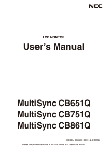 Manual NEC MultiSync CB651Q LCD Monitor