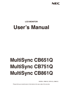 Manual NEC MultiSync CB861Q LCD Monitor