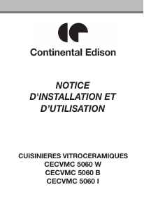 Mode d’emploi Continental Edison CECVMC5060I Cuisinière