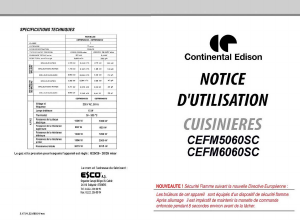 Mode d’emploi Continental Edison CEFM5060SC Cuisinière