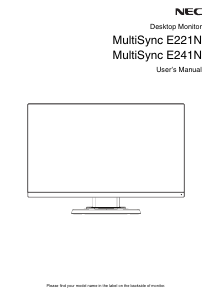 Manual NEC MultiSync E221N LCD Monitor