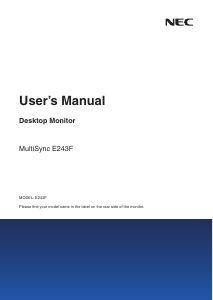 Handleiding NEC MultiSync E243F LCD monitor