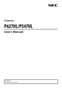 Manual NEC P627UL Projector