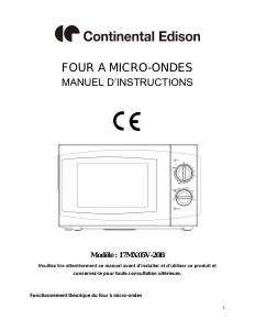 Mode d’emploi Continental Edison 17MX05G-20B Micro-onde