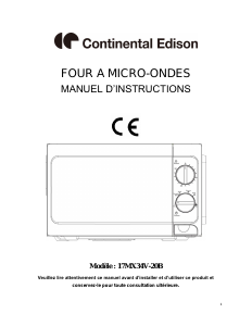 Mode d’emploi Continental Edison 17MX34V-20B Micro-onde