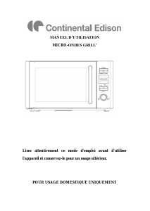 Mode d’emploi Continental Edison CE20UX08V Micro-onde