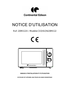Mode d’emploi Continental Edison CEDISON20MX22 Micro-onde