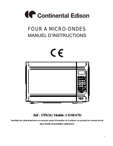 Mode d’emploi Continental Edison CEMO17D Micro-onde