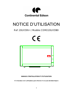 Mode d’emploi Continental Edison CEMO20UX59BI Micro-onde