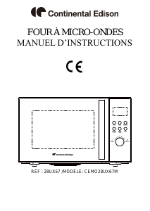 Mode d’emploi Continental Edison CEMO28UX67G Micro-onde