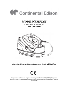 Mode d’emploi Continental Edison CEST6090 Fer à repasser