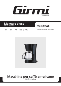 Mode d’emploi Girmi MC2500 Cafetière