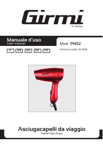 Manual de uso Girmi PH0202 Secador de pelo