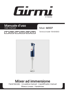 Manuale Girmi MX3700 Frullatore a mano