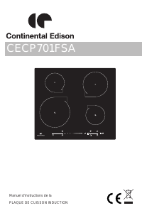 Mode d’emploi Continental Edison CECP701FSA Table de cuisson