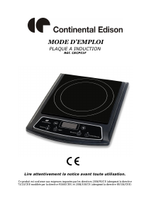 Mode d’emploi Continental Edison CECPI1F Table de cuisson