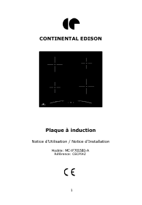 Mode d’emploi Continental Edison CECPI4Z Table de cuisson