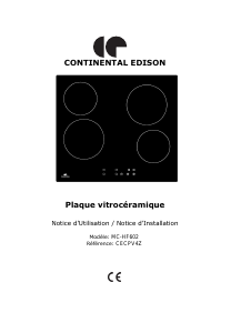 Mode d’emploi Continental Edison CECPV4Z Table de cuisson