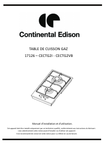 Mode d’emploi Continental Edison CECTG2I Table de cuisson