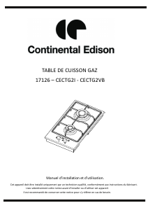 Mode d’emploi Continental Edison CECTG2VB Table de cuisson