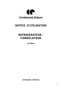 Mode d’emploi Continental Edison CEF2D212S Réfrigérateur combiné