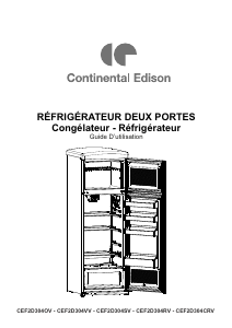 Mode d’emploi Continental Edison CEF2D304CRV Réfrigérateur combiné