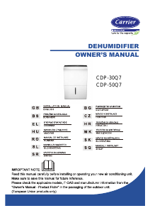 Manual Carrier CDP-50Q7 Dehumidifier