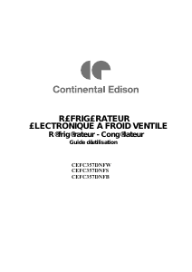 Mode d’emploi Continental Edison CEFC357DNFB Réfrigérateur combiné