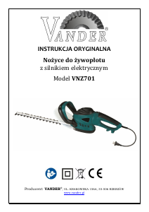 Instrukcja Vander VNZ701 Nożyce do żywopłotu