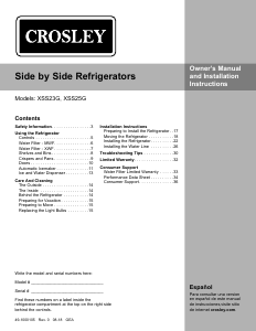 Manual Crosley XSS23GSKW/B/S Fridge-Freezer