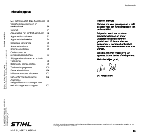 Handleiding Stihl HSE 61 Heggenschaar