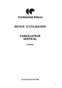 Mode d’emploi Continental Edison CECUF170W Congélateur
