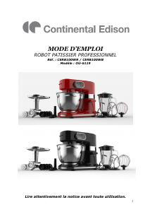 Mode d’emploi Continental Edison CERB100WB Robot de cuisine