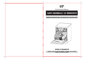 Mode d’emploi Continental Edison CELVB1247DD Lave-vaisselle