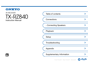 Manual Onkyo TX-RZ840 Receiver