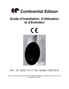 Mode d’emploi Continental Edison CEHCOR70 Hotte aspirante
