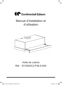 Mode d’emploi Continental Edison CEHT440R Hotte aspirante