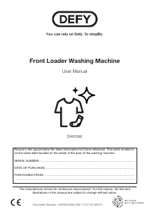 Handleiding Defy DAW 386 Wasmachine