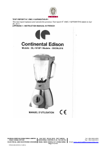 Mode d’emploi Continental Edison CECBLS16 Blender