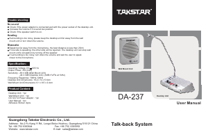 Manual Takstar DA-237 Intercom System