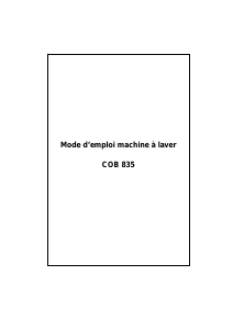 Mode d’emploi Cobal COB835 Lave-linge