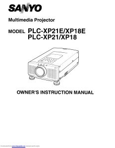 Manual Sanyo PLC-XP18E Projector