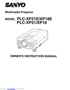 Handleiding Sanyo PLC-XP21E Beamer