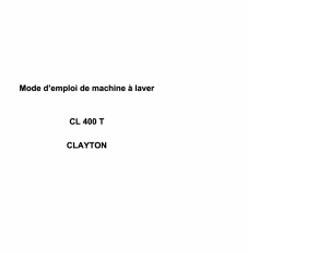 Mode d’emploi Clayton CL400T Lave-linge