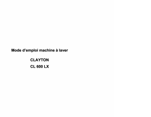 Mode d’emploi Clayton CL600LX Lave-linge