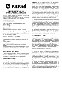 Mode d’emploi Carad DW101R Lave-vaisselle