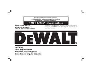Manual DeWalt DWE4012 Angle Grinder